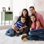 Cozy white carpet becomes a happy family's favorite spot